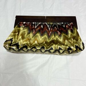 Aldo Wood Handle Clutch Bag
Multicolor Green Brown Striped
Boho Vintage Zipper